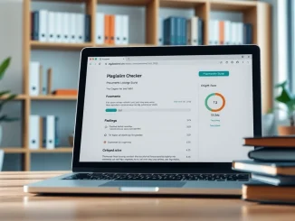 Utilize our plagiarism checker tool on a laptop for comprehensive content originality assessment.