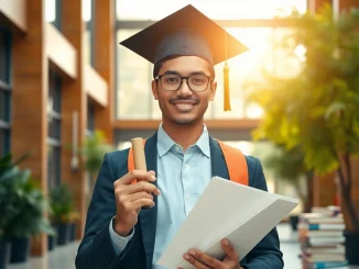 Buy master degree UK with a proud graduate holding a diploma in an inspiring university setting.