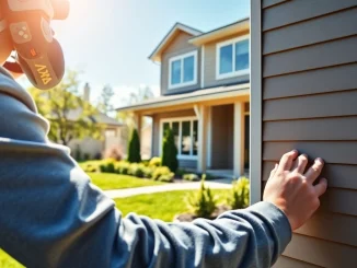 Elevate exterior project services highlighting professional siding installation on a modern home.