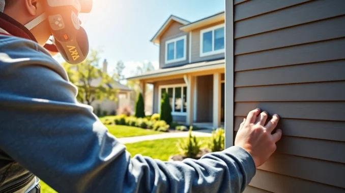 Elevate exterior project services highlighting professional siding installation on a modern home.