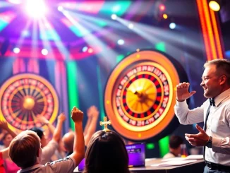 Watch the thrilling action of Crazy Time risultati live, featuring a vibrant roulette wheel and lively atmosphere.