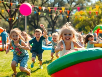 Children enjoying a wildfire event in Perth with activities and celebration, showcasing the fun and excitement.