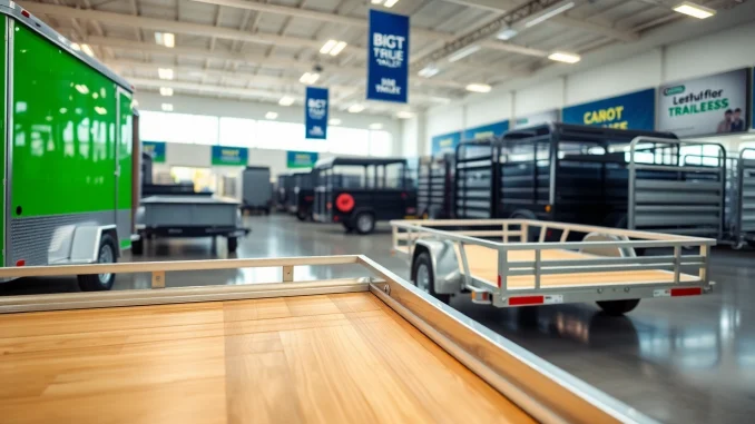 Find quality trailers near me in a professional showroom with diverse options.