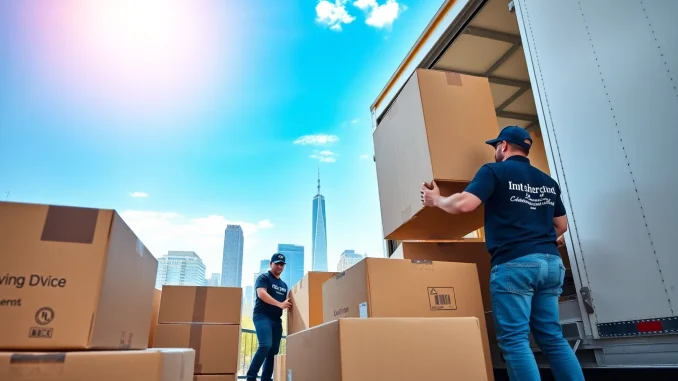Moving company nyc team efficiently loading furniture in New York City.