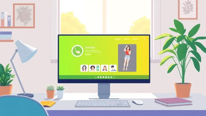 Interact with line下載電腦版 on a computer screen, featuring an engaging user interface in a cozy workspace.