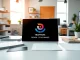 Showcasing a trademark logo on sleek branding materials in a professional design studio.