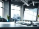 Showcasing an AIO Computer in a modern office setup with sleek design and bright, inviting atmosphere.