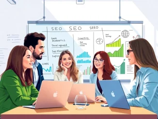 Boost your website traffic with professional edmonton seo strategies and teamwork in a bright office.