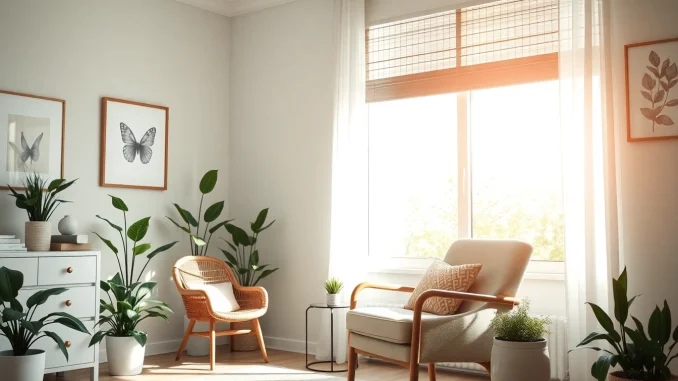 Supportive environment for healing trauma with a calming therapy room and natural light.