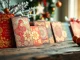 View of colorful festive cards London with detailed designs on a rustic table.