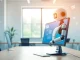 Engaging AI bot for websites interacting seamlessly with users in a modern office.