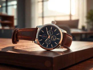 Stilvolle Herren Armbanduhren perfekt in einem modernen Büro präsentiert.