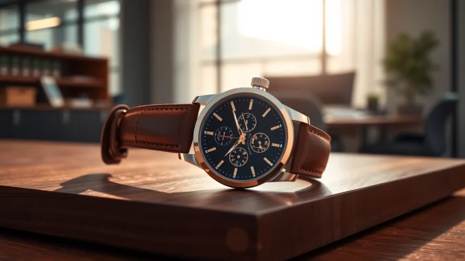 w02p Stilvolle Herren Armbanduhren perfekt in einem modernen Büro präsentiert.