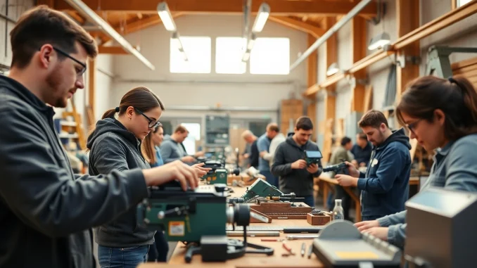 Students at a trade school in Tennessee engage in hands-on learning in a modern workshop.