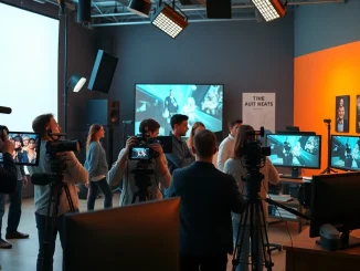 Video production companies in Edmonton showcasing a professional filming studio in action.