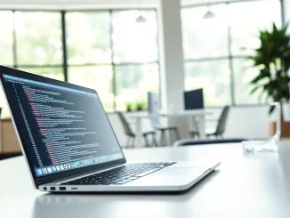 Enhance web development skills with a focused professional coding on a laptop.
