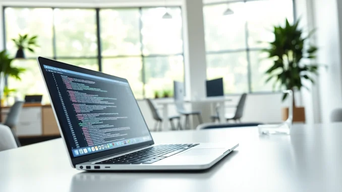 Enhance web development skills with a focused professional coding on a laptop.