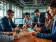 Analyze competitor pricing with a diverse business team collaborating on digital devices.