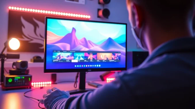 m57v Generate captivating visuals with KlingAI Prompts in a futuristic creative workspace.