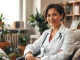 Engaging scene of a therapist guiding healing trauma conversation in a serene atmosphere.