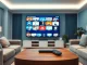 Comprar IPTV en un entorno de sala de estar moderna con una configuración de entretenimiento atractivo.