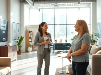 Engaging scene at a weight loss clinic in las vegas showcasing a friendly consultation.