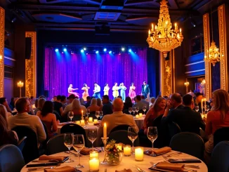 Enjoy a vibrant dinner theatre las vegas performance with festive ambiance and engaging entertainment.
