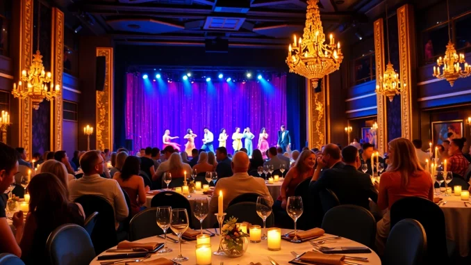 Enjoy a vibrant dinner theatre las vegas performance with festive ambiance and engaging entertainment.