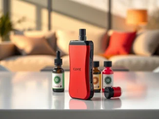 Showcasing the HQD Cuvie disposable vape in a modern setting with colorful designs.