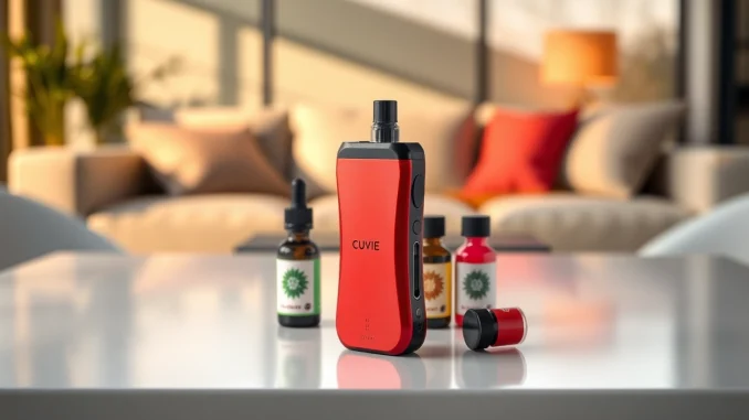 Showcasing the HQD Cuvie disposable vape in a modern setting with colorful designs.
